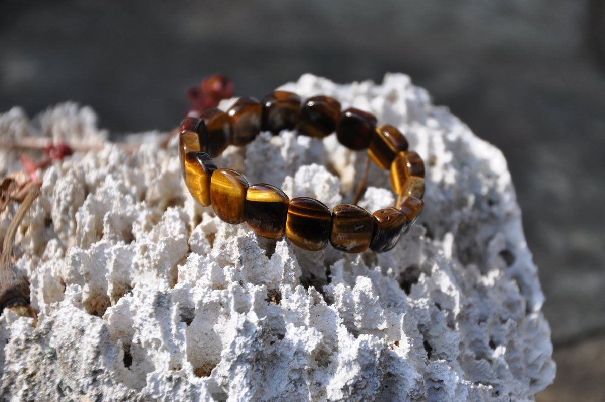Rounded Rhombus Tiger's Eye Stretch Bracelet