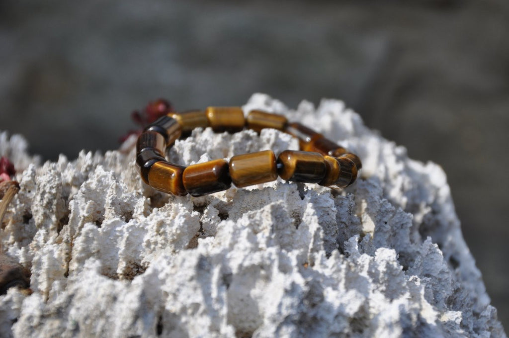 Cylindrical Tiger's Eye Stretch Bracelet