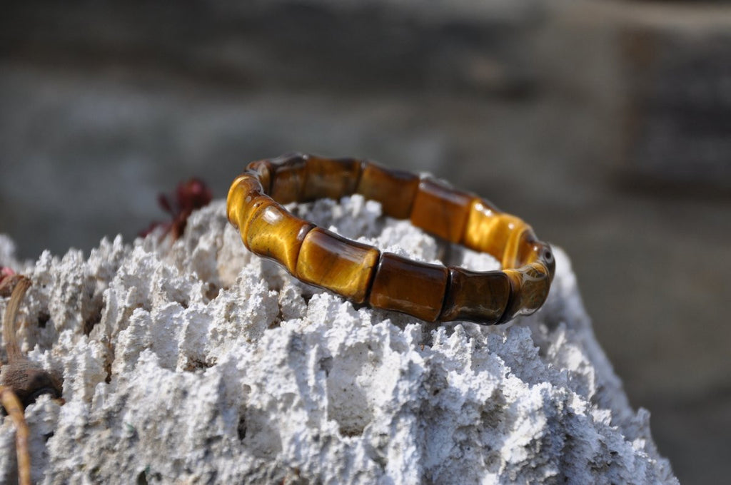 Bamboo-shaped Tiger Eye Stretch Bracelet