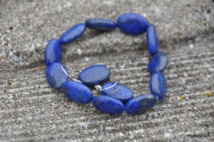 Oval Lapis Stretch Bracelet and Drop Earrings