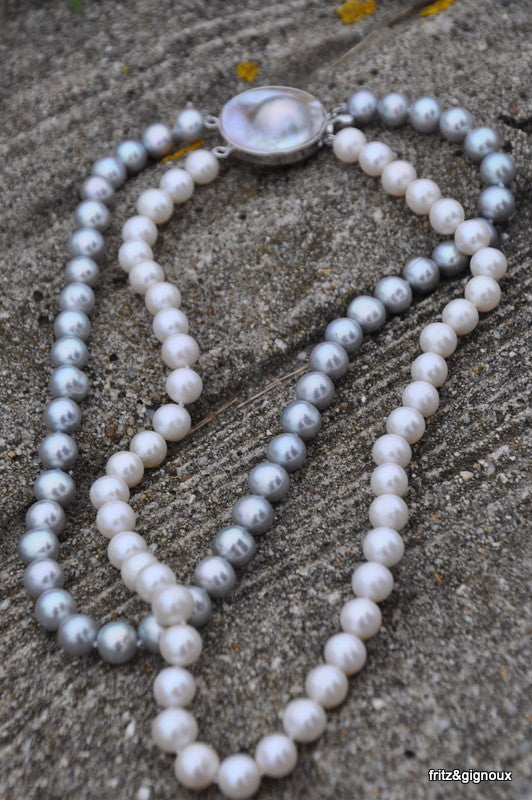 Double Strand Pearl Necklaces with Pearl Clasp