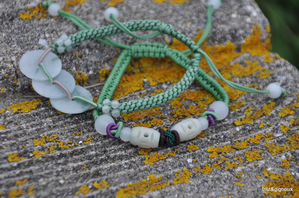 Green String Bracelets with Jade