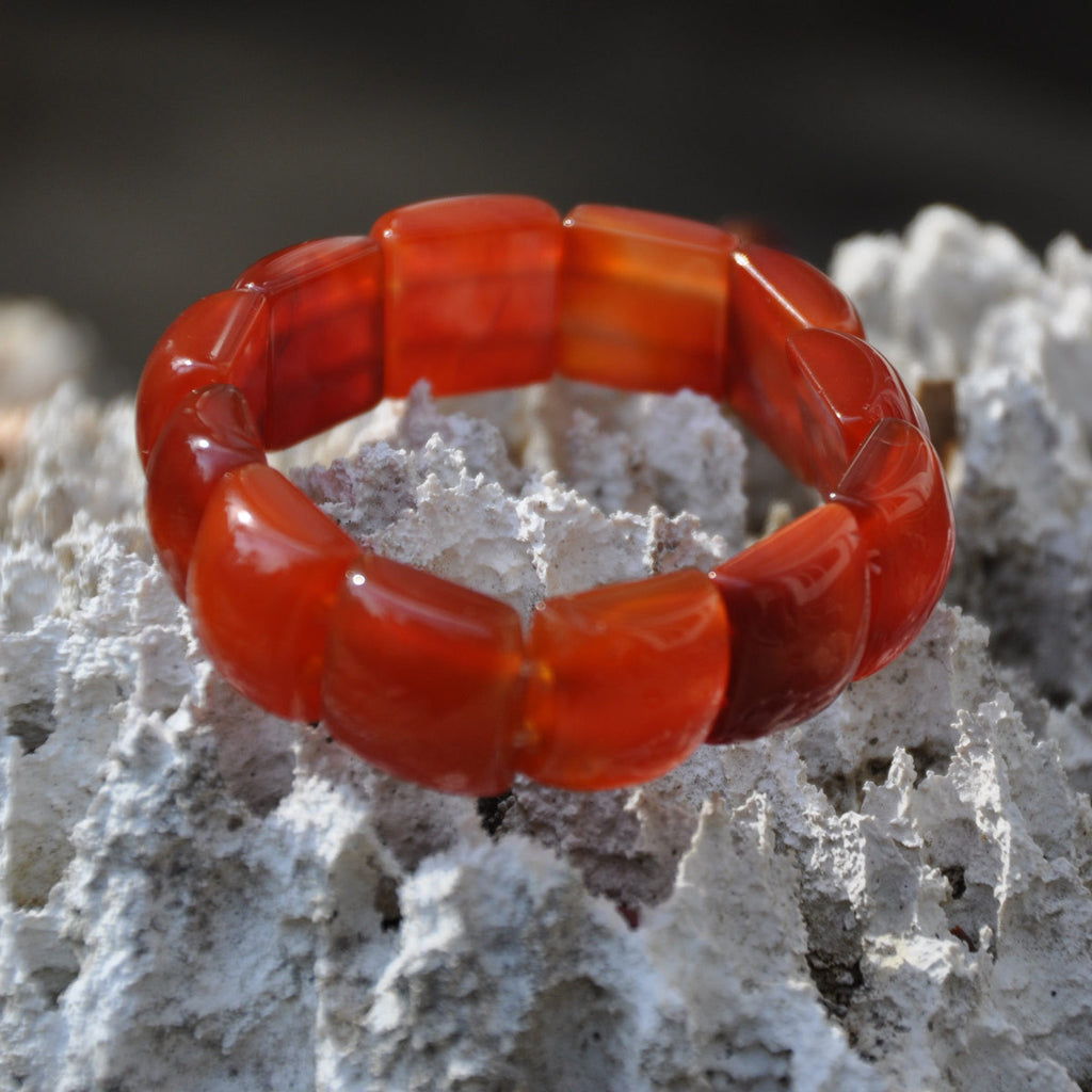 Square Red Agate Stretch Bracelet