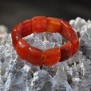 Square Red Agate Stretch Bracelet